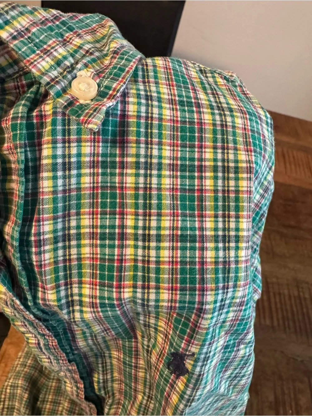 Boys Green Plaid Ralph Lauren Button-Down Shirt